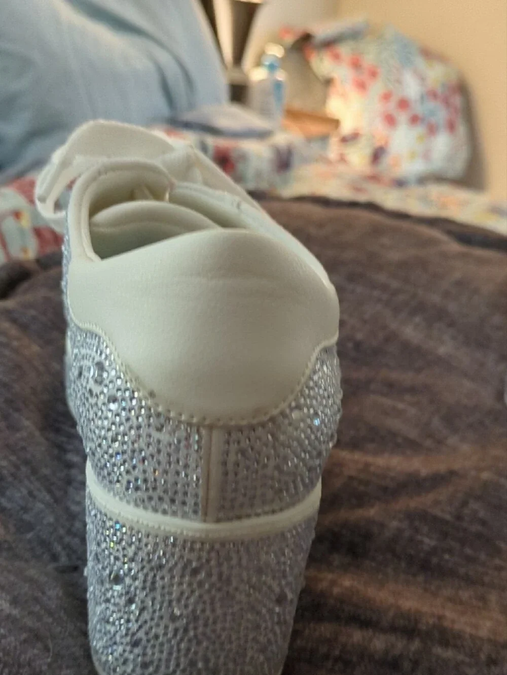 INC International Concepts White Crystal Embellished Lace-Up Sneakers